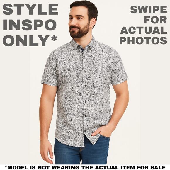 Blue Gear White & Black Button-Down Shirt – Medium [0020] - Picture 2 of 9